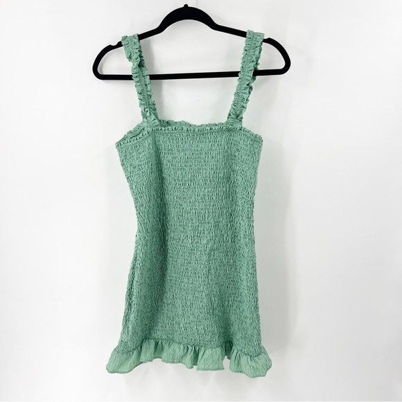 ✅ ZARA Textured Weave Dress - Washed Green SMOCKED SIZE X-LARGE - Picture 6 of 7